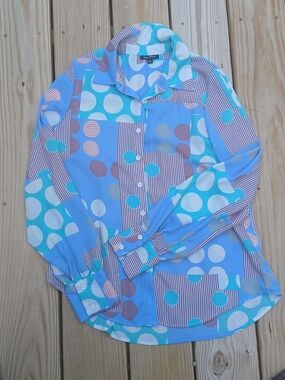 Pastel Blue Polka Dot Button-Down Shirt